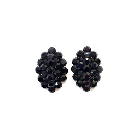 Brinco Maria Tereza com pedras pretas banhado no vintage