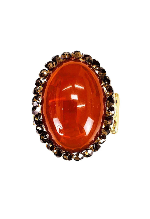 Anel Belladonna com pedra terracota banhado no dourado