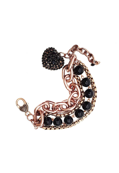 Pulseira Madalena com pingente de coração preto