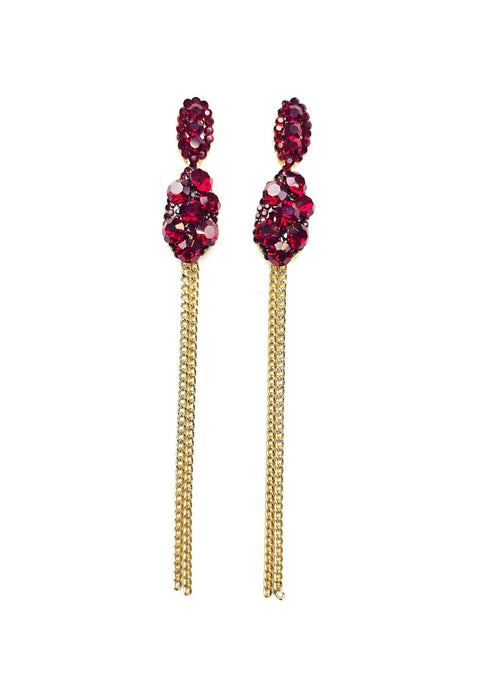 Brinco Rubi Glam dourado com pedras vermelhas