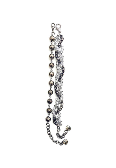 Pulseira Deslumbrante mix com bolas onix e correntes venezianas