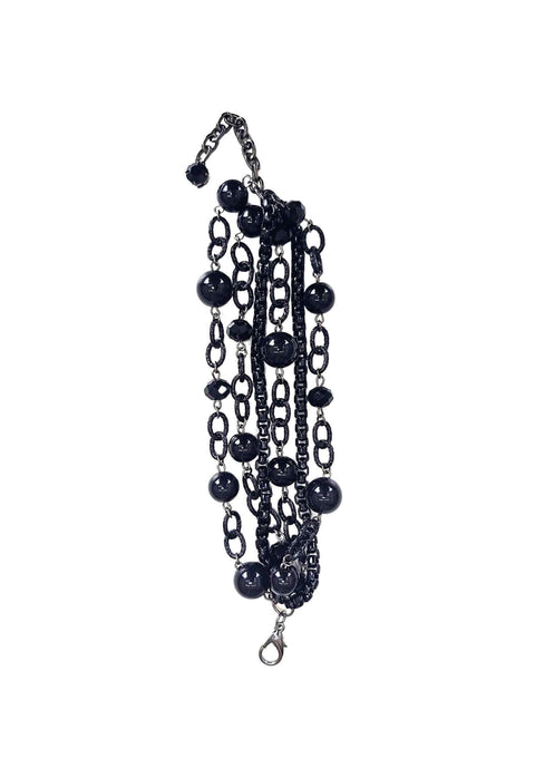 Pulseira Momentos black com pedras e elos pretos