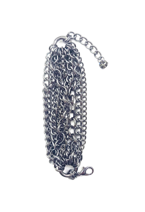 Pulseira Constantine onix com mix de correntes grafites