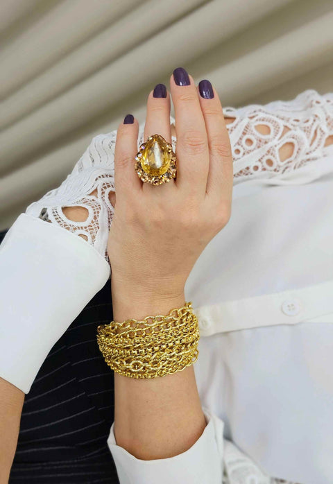 Pulseira Constantine gold com mix de correntes douradas