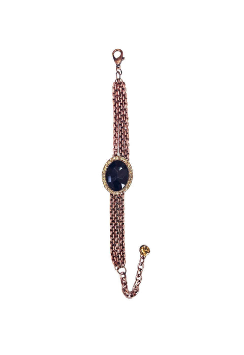 Pulseira Doce Transformação vintage com pingente de pedra preta