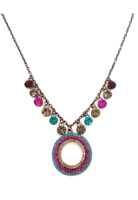 Colar colorido com pedrinhas no banho ouro vintage