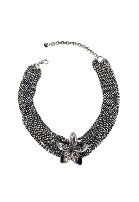 Colar Estilo de correntes veneziana e pingente de flor hematite