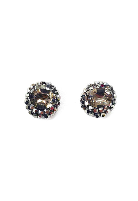 Brinco Tendência pequeno com pedras black diamond e hematite