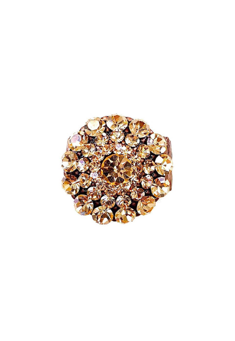 Anel Augusta redondo com pedras peach banhado no vintage