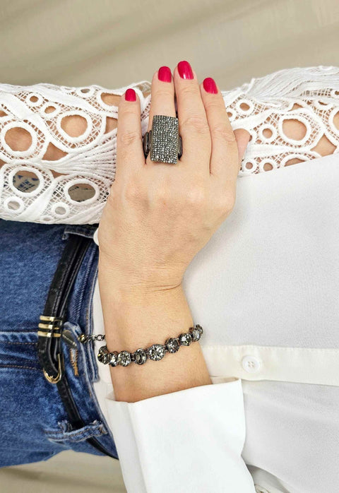 Pulseira Choker desejo com pedras black diamond banhada no onix