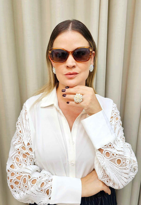 Óculos de Sol Lorena de acetato marrom com lentes de proteção uv