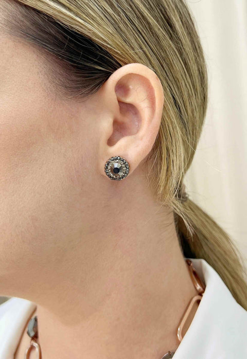 Brinco Vick Camili hematite e black diamond banhado no vintage