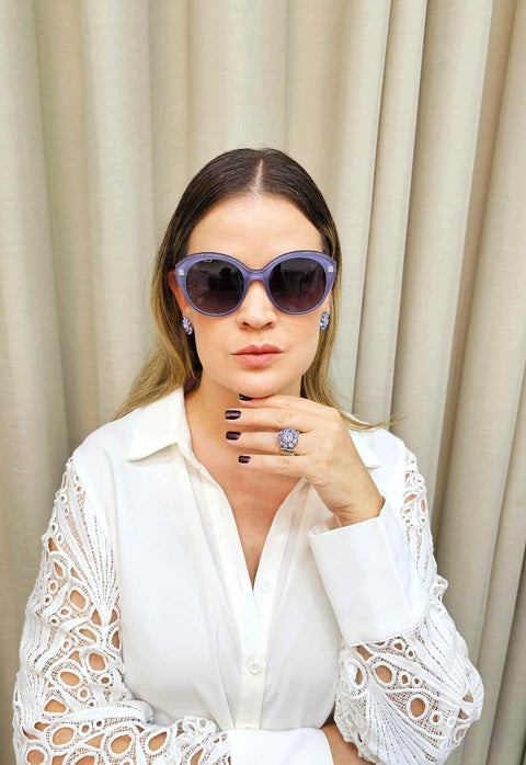Óculos de Sol Nicole de acetato lavanda com lentes de proteção uv