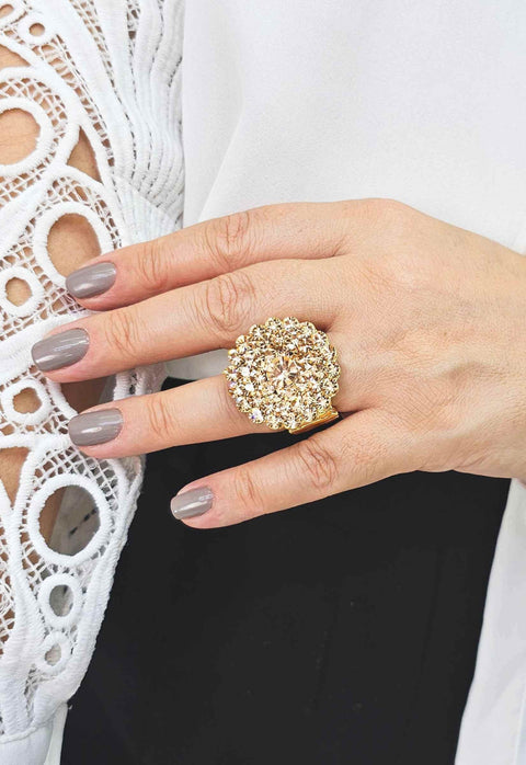Maxi anel Filipa light peach banhado no dourado