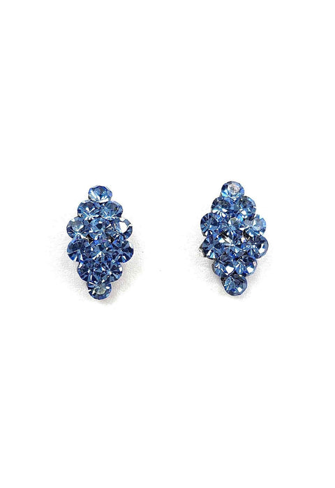 Brinco Agata com strass azul banhado no grafite