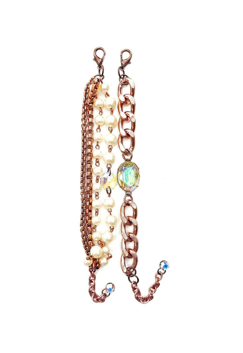 Pulseira Queiro mais de perolas vintage com pedra boreal