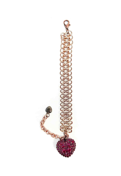 Pulseira Filipa de coração vermelho e elos vintages