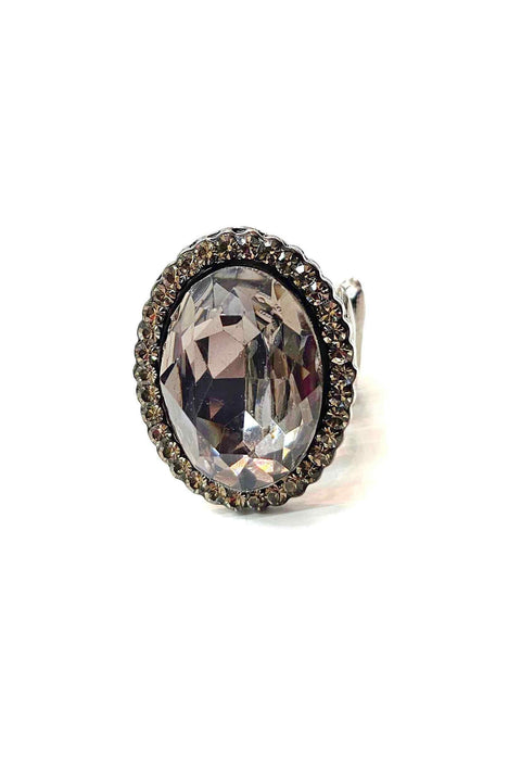 Anel Lumi com pedras black diamond banhado no grafite