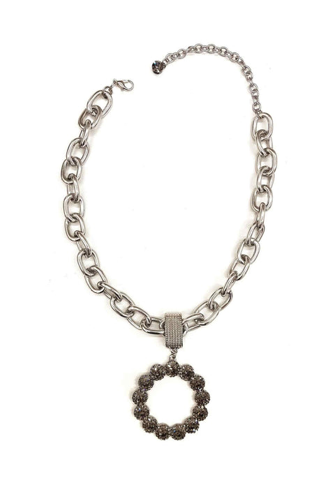 Colar Raika silver com pingente de pedras black diamond