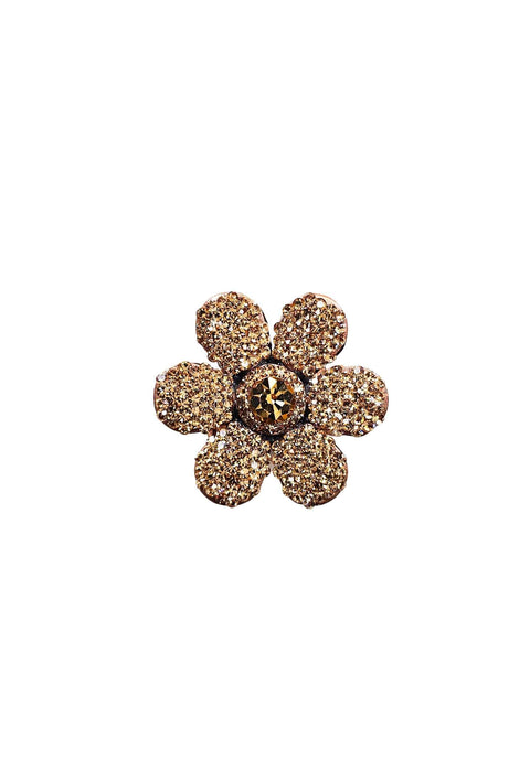 Anel Avelina marrom de flor com strass light colorado topaz banhado no vintage