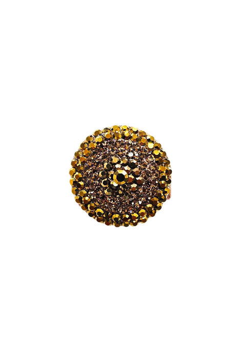 Anel Tatiana redondo com pedras aurum banhado no vintage