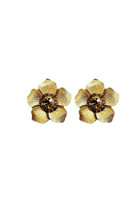 Brinco Margarida em formato de flor banhado no dourado