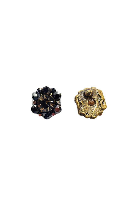 Brinco Madeline ouro velho com pedras hematite e black diamond