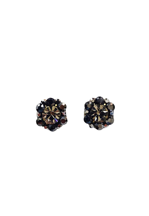 Brinco Madeline ouro velho com pedras hematite e black diamond