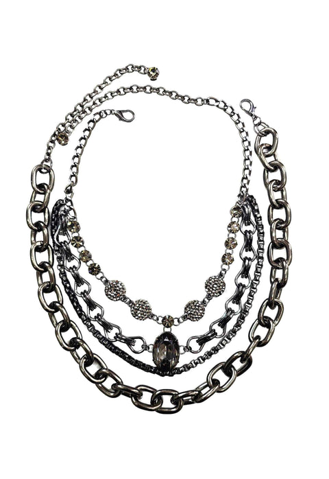 Colar Exclusividade onix com pedras black diamond e hematite e elos grafite