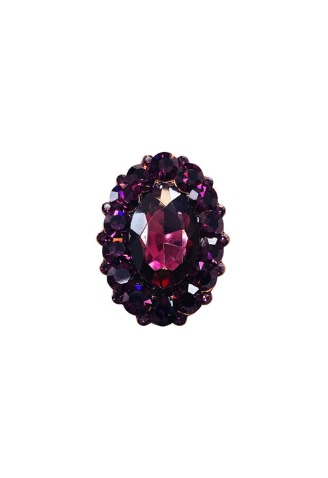 Anel Ametista Imperial oval com pedras ametista banhado no vintage