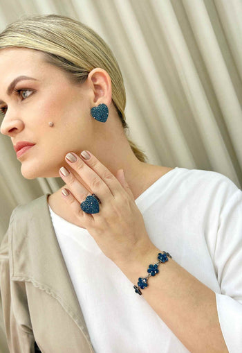 Brinco Mabele montana grafite de pedras azuis