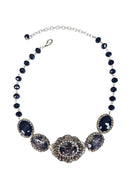 Colar Aconchegar black com pedras pretas banhado no prata