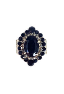 Anel Aconchegar black banhado no prata com pedras pretas
