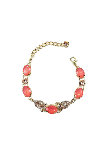 Pulseira Ariana dourada com pedras salmão