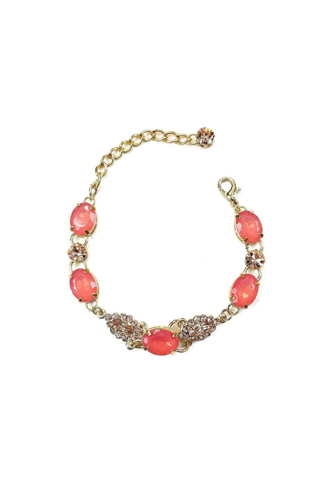 Pulseira Ariana dourada com pedras salmão