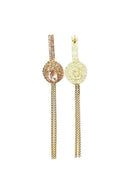 Brinco Ariana Glam com franjas e pedras light peach