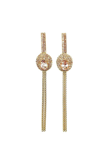 Brinco Ariana Glam com franjas e pedras light peach