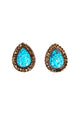 Brinco Vibra com gota azul e pedras smoked banhado no vintage