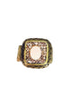 Anel Aconchegar ouro velho com pedras peach