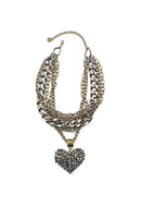 Maxi Colar Valentina ouro velho com pingente de coração black diamond