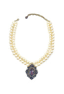 Colar Zoe ouro velho com pérolas e pedras hematite