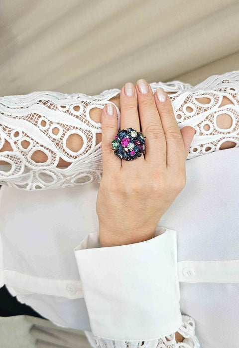 Anel Ester vintage com pedras candy colors