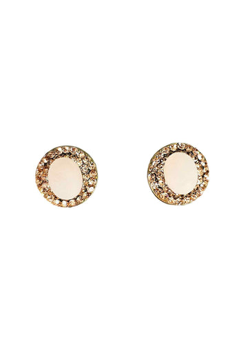 Brinco Aconchegar ouro velho com pedras peach