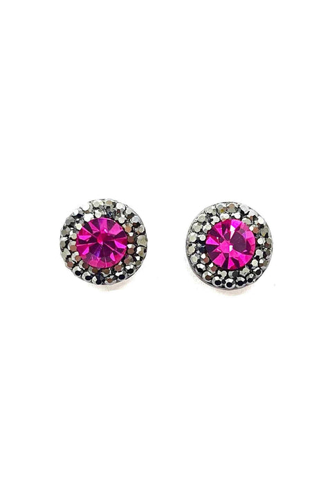 Brinco vick Patricia pink e hematite banhado no grafite