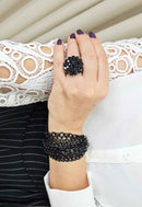 Pulseira Constantine preta com mix de correntes pretas