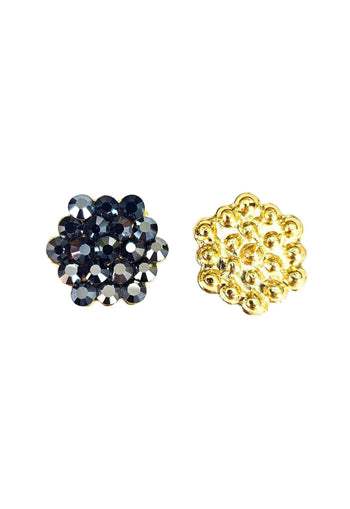 Brinco Supreme com strass hematite banhado no dourado