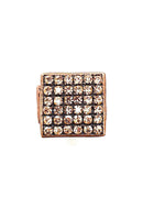 Anel Leandra quadrado com pedras light peach