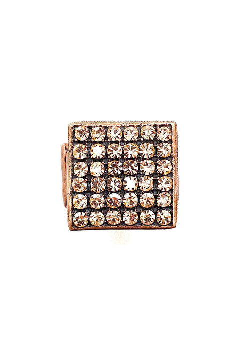 Anel Leandra quadrado com pedras light peach