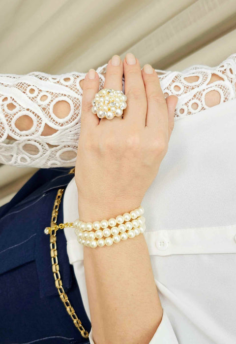 Pulseira Elizabete com mix de perolas