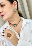 Brinco Aurélia menta banhado no vintage